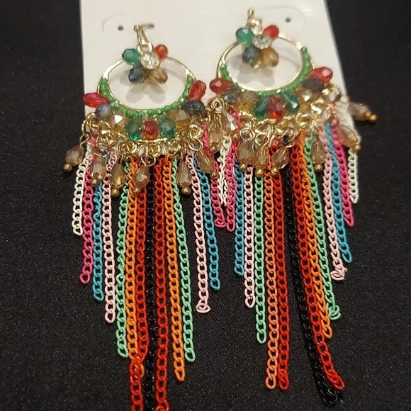 STELLA & RUBY CHANDELIER CHAIN EARRINGS - Picture 6 of 8